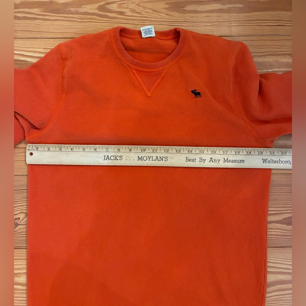 Abercrombie & Fitch Y2K Orange Moose Logo Crewneck Sweat Men’s LG 100% Cotton - Picture 7 of 8
